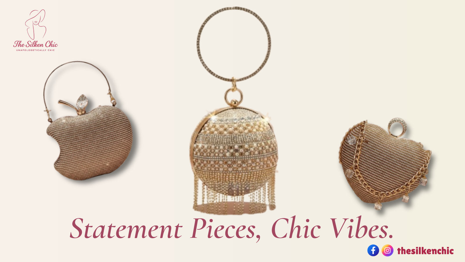 Luxury golden designer clutches for women – statement handbags by The Silken Chic
